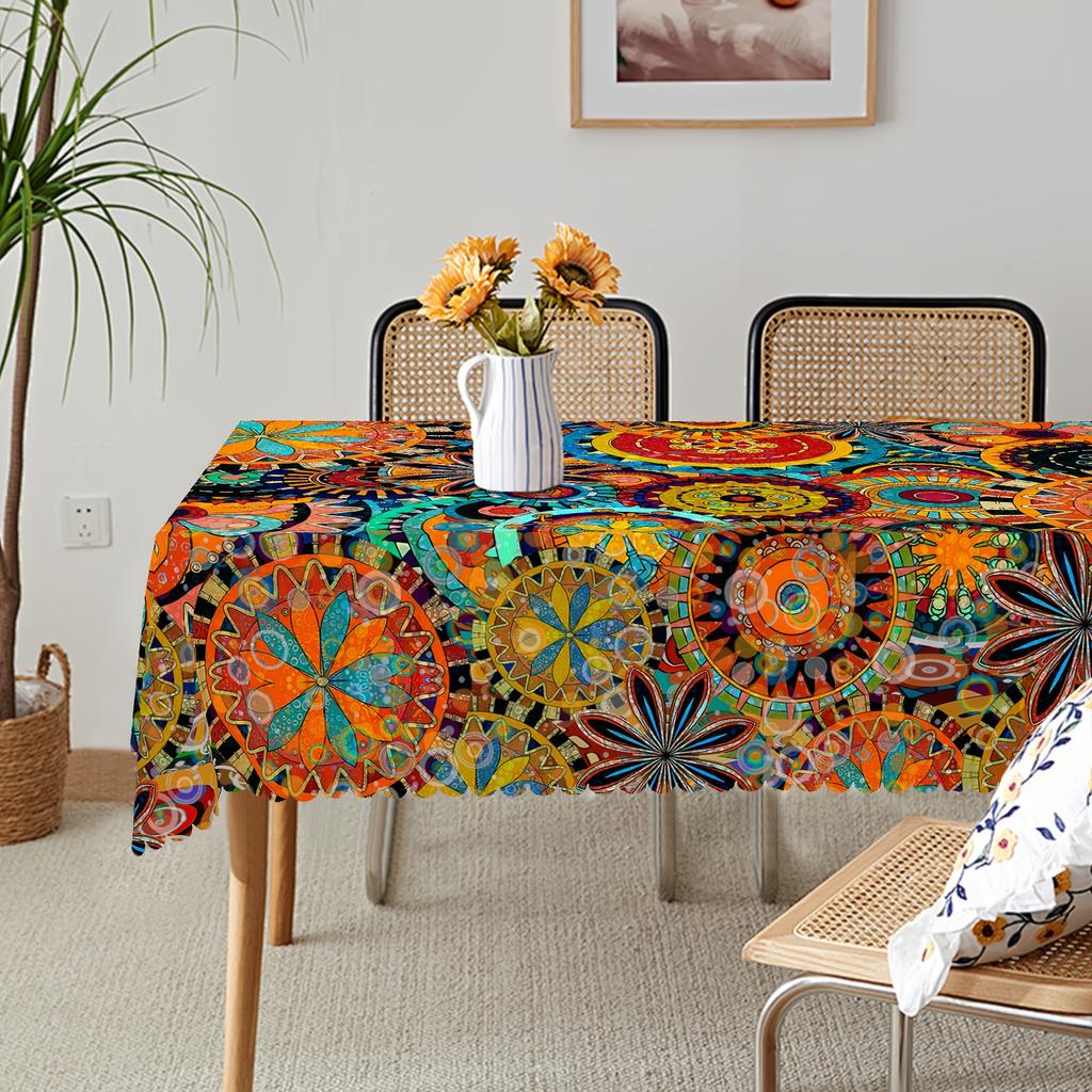 Bohemian Pattern Rectangle Tablecloth for Table Decor Holiday Party Waterproof Reusable Tablecloth for Tables Party Picnic