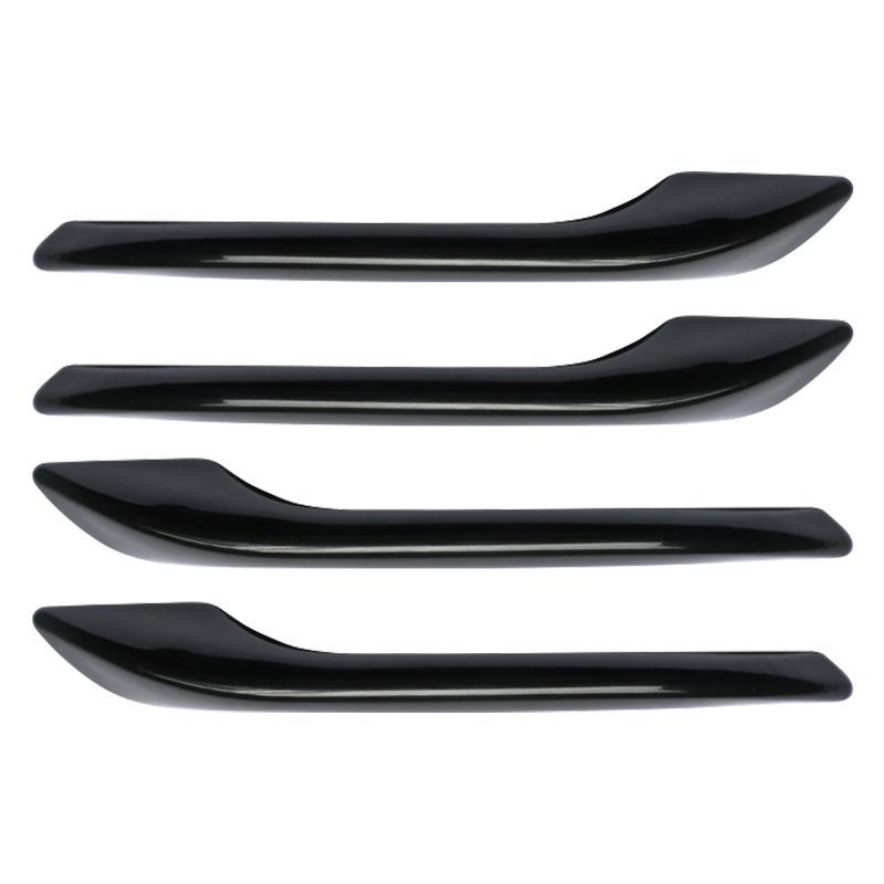 Tesla Model 3/Y Door Handle Carbon Fiber Protectors - Bright Black, Anti-slip