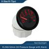 ELING Marine 12V 24V 52mm Oil Pressure Gauge Meter 0-5Bar 0-10Bar with Red Backlight and Light Alarm for Van Ships Motorcycle