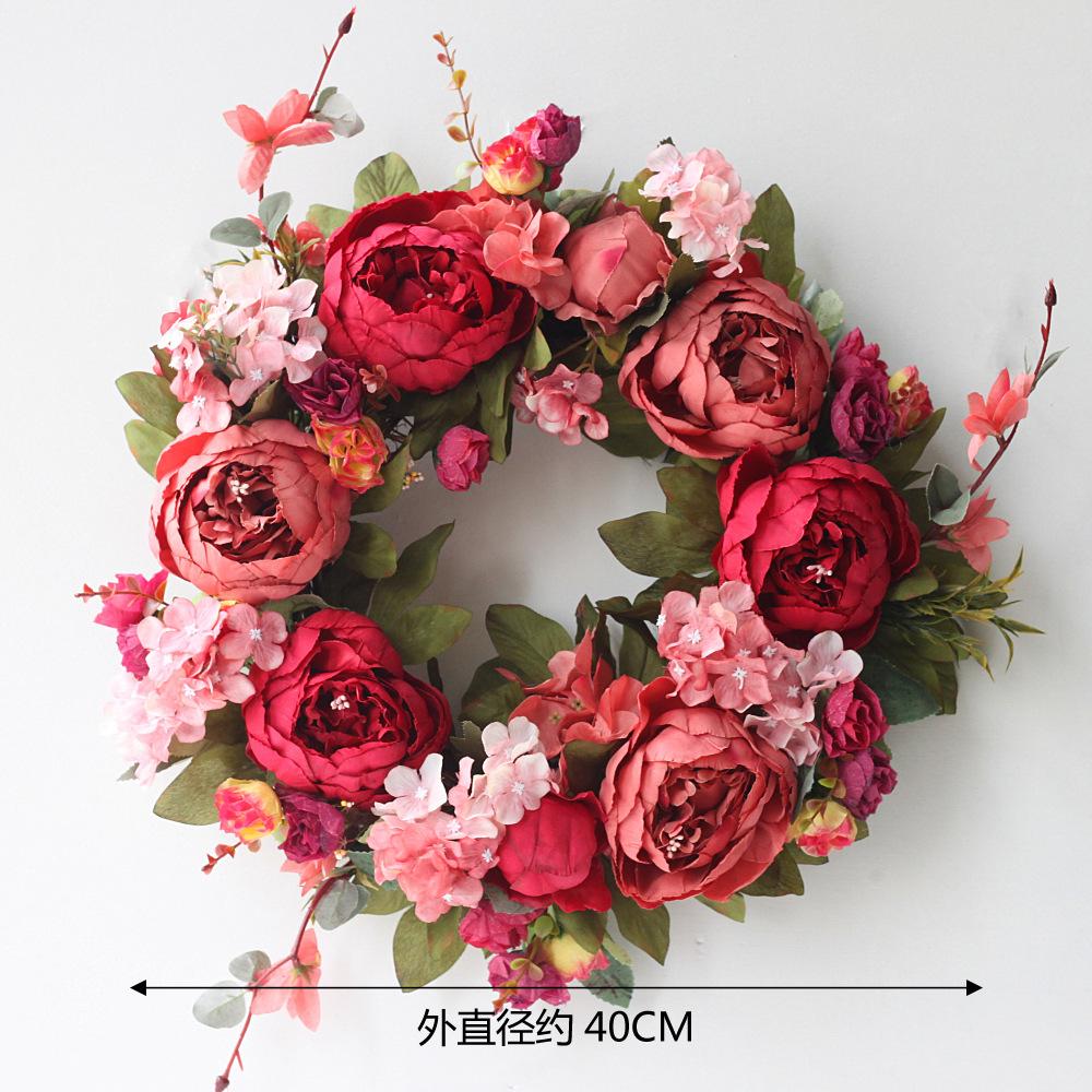 Artificial Peony Wreath Garland Rattan Home Decor Wedding Wreath Flower Home Door Decoration Wedding Centerpieces for Tables