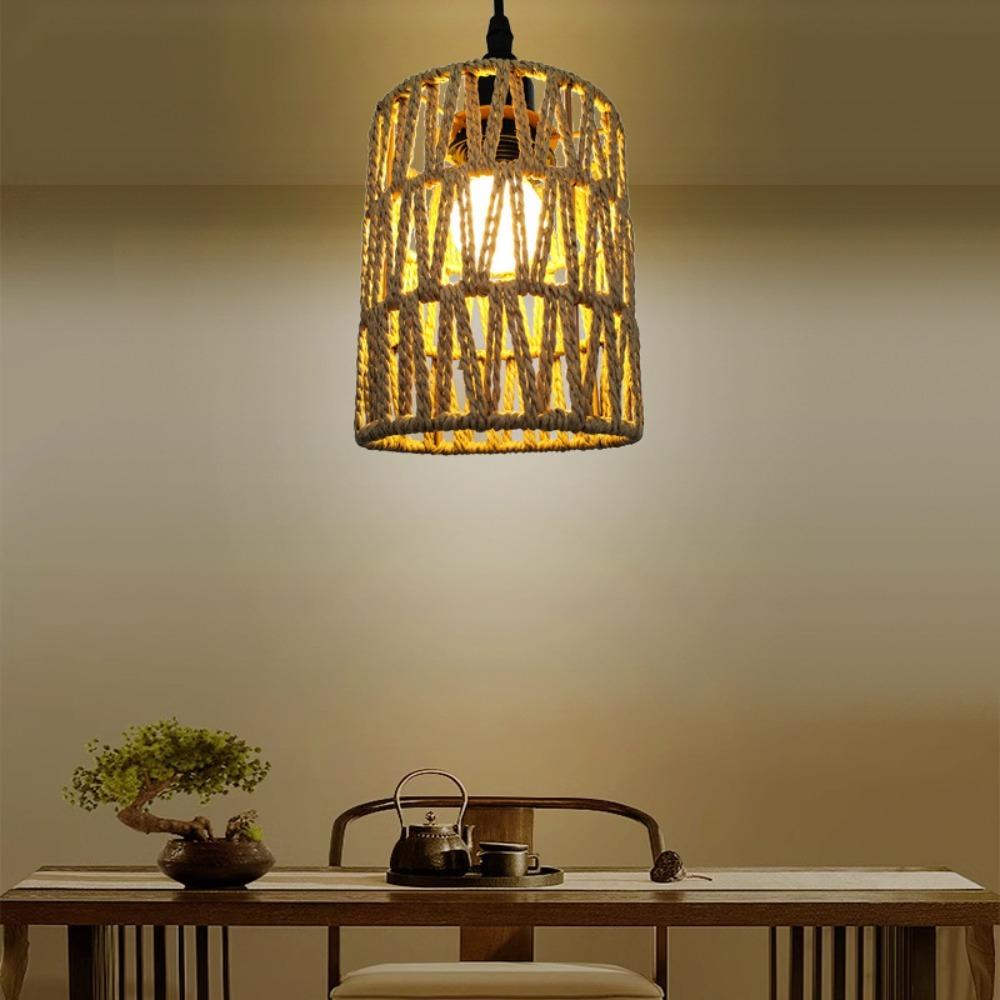 Bohemian Style Pendant Lamp Shade 11.5*15cm Light Cover Vintage Rattan Lampshade
