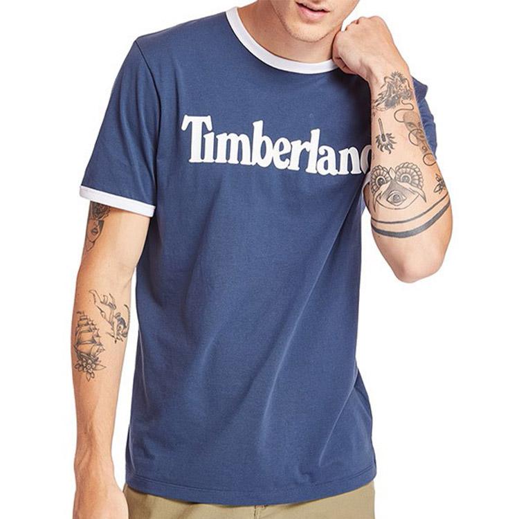 Timberland Casual Round Neck Printed Short Sleeve T-Shirt Men Tops Blue A2B86288