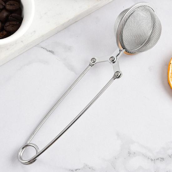 Stainless Steel Tea Infuser with Handle Mesh Snap Ball Tea Strainer Reusable Metal Tea Steeper with Tong Pincer for Loose Tea Herbs Spices