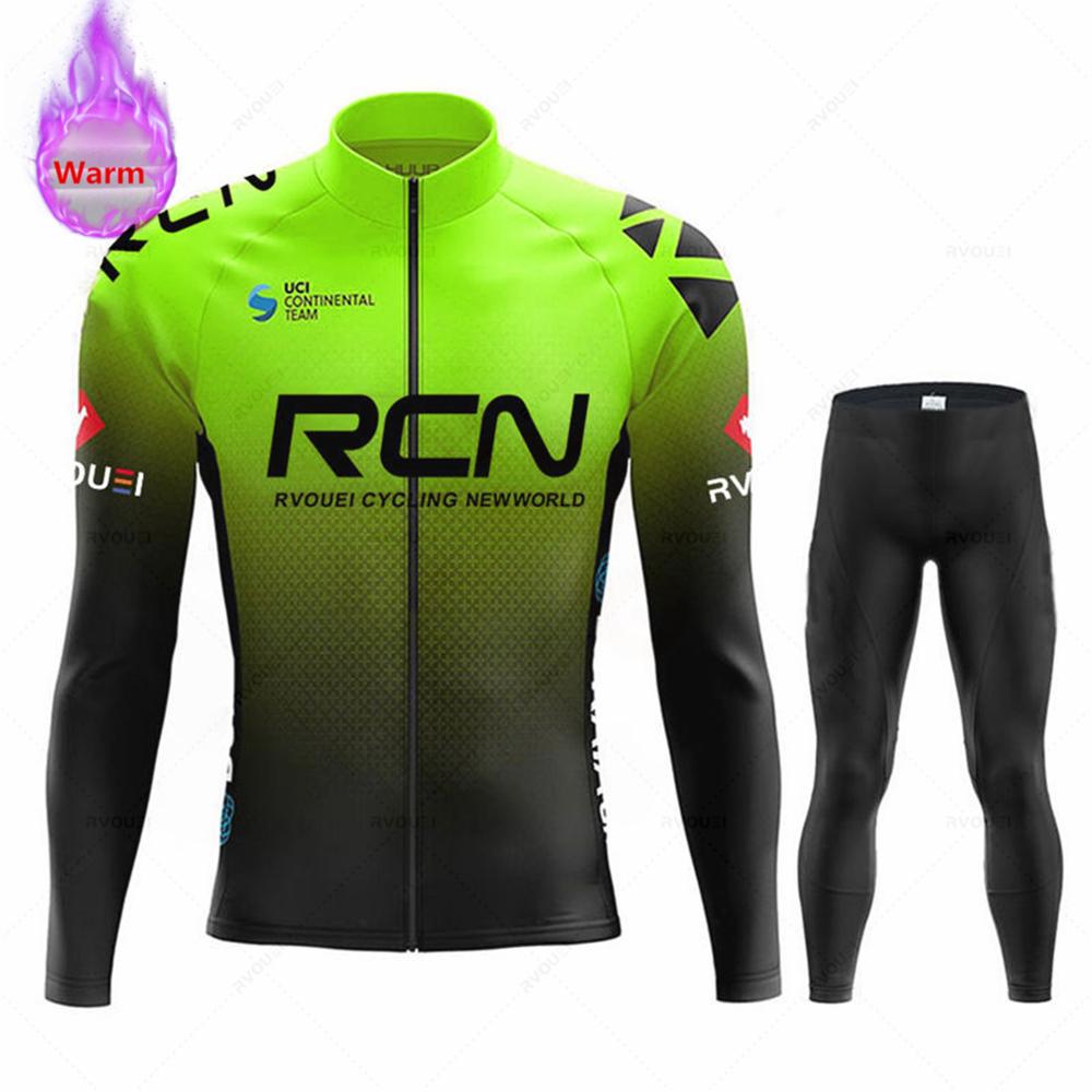 2026 Rcn Team Winter Thermal Fleece Cycling Jersey Set New MTB Bicycle Clothes Maillot Ropa Ciclismo Long Sleeve Bike Clothing