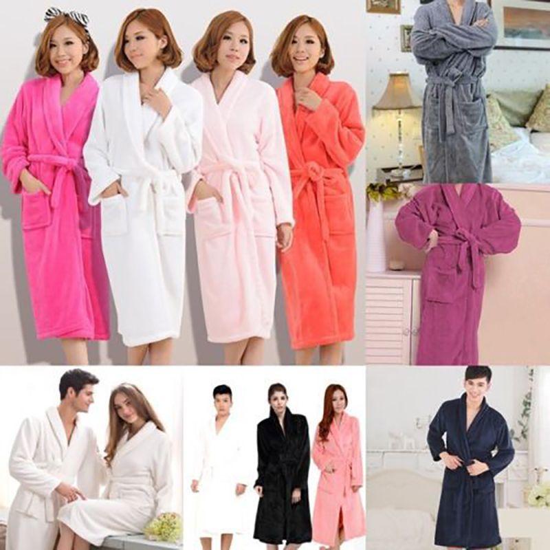 Luxurious Coral Fleece Warm Bathrobe For Men And Women Flannel Winter Kimono