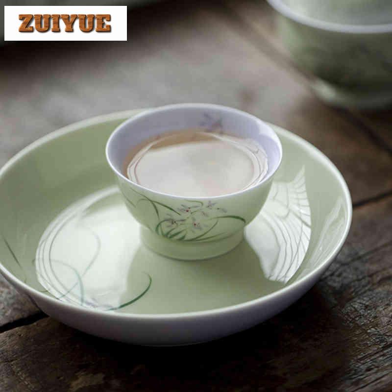 2 Stück/Los Handbemalte Orchidee Teetasse Boutique Teeschale Teetasse Set Teeverkostung Dufttasse Jianzhan Meistertassen Teegeschirr 50ml