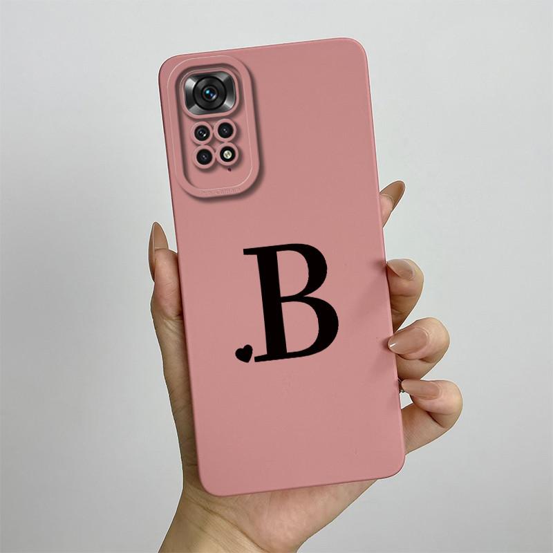 For Xiaomi Redmi Note 11 11S 4G 5G Case Cute Initial Letters Soft Liquid Silicone Shell For Redmi Note11 11 S 11 Pro Funda Capa
