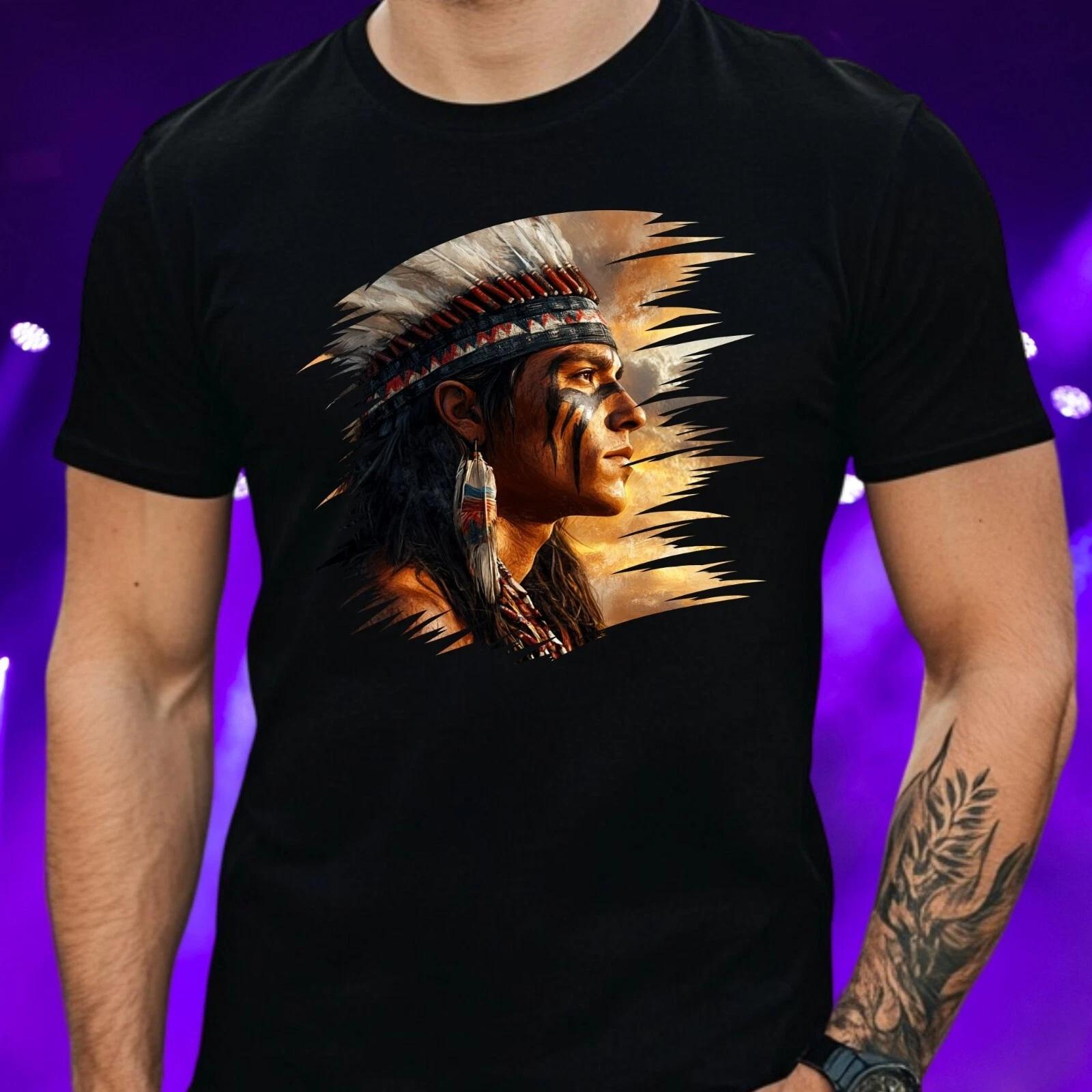 T-Shirt Herren Eingeborener Krieger Motiv Baumwolle Größe S bis 5XL S
