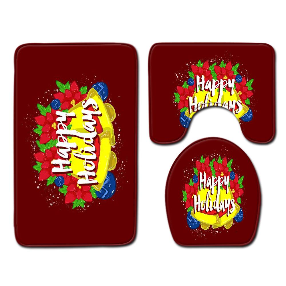 Christmas Bathroom Floor Mat Toilet Three-Piece Set