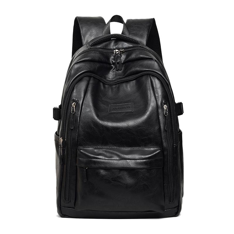 Vintage PU Backpack for Men Women Casual Daypack Travel School Bag with Multi Pockets
