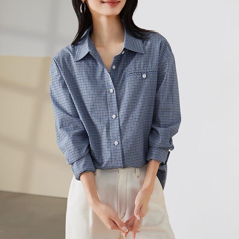SOFSIL Women's Plaid Pure Cotton Long-Sleeve Shirt