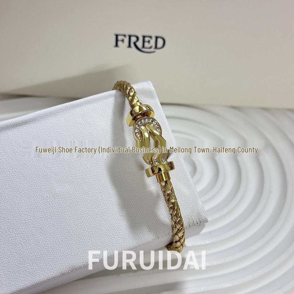 Fei Family Diamond Horseshoe Bracelet: Zodiac-Themed DIY Steel Wire for Couples