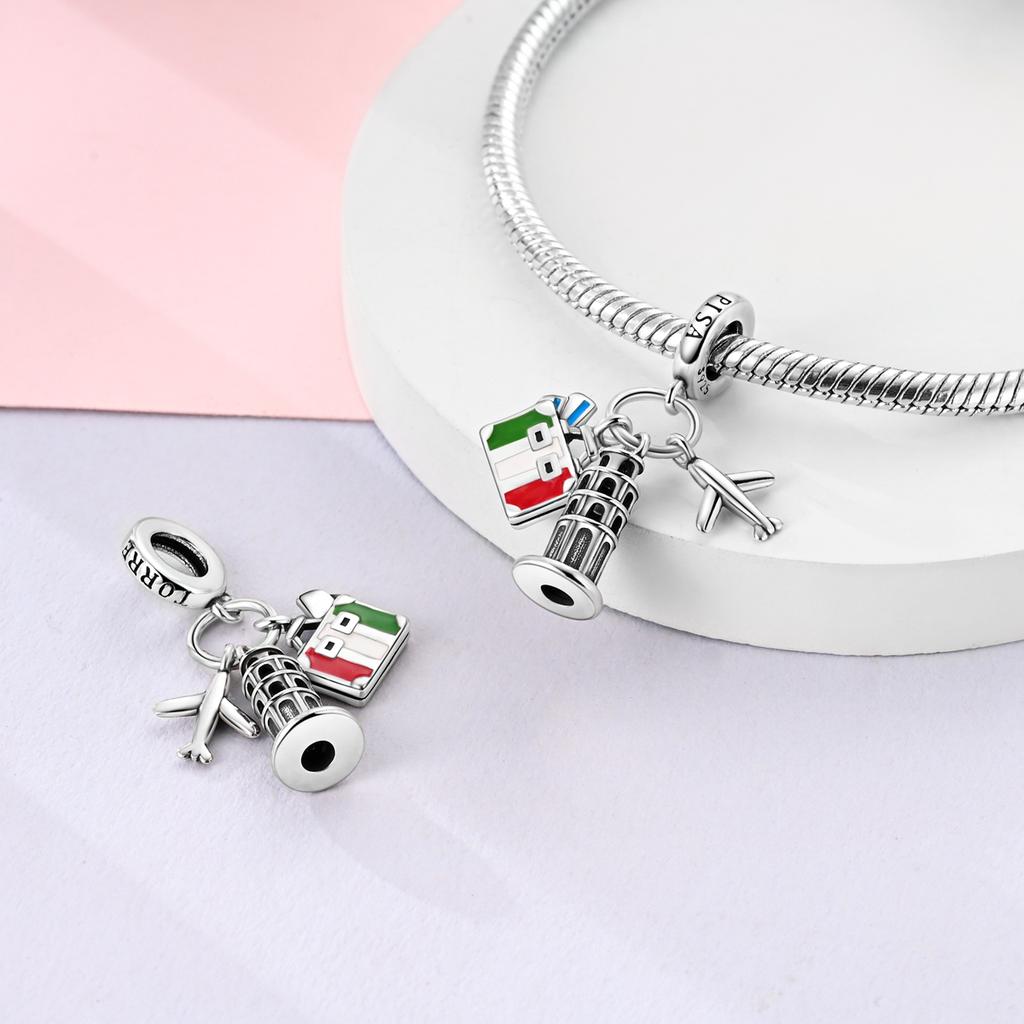 Copper Earth Airplane Globe Travel Dangle Pendants Charms Beautiful Bead Fits Genuine Bracelets Necklaces Jewellery Women