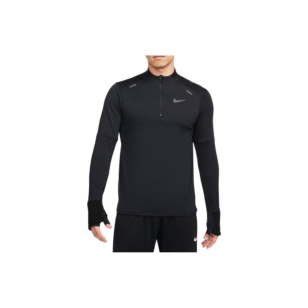 Nike Printed Logo Stand Collar Long Sleeve T-Shirt Men Tops Black DD5663-010