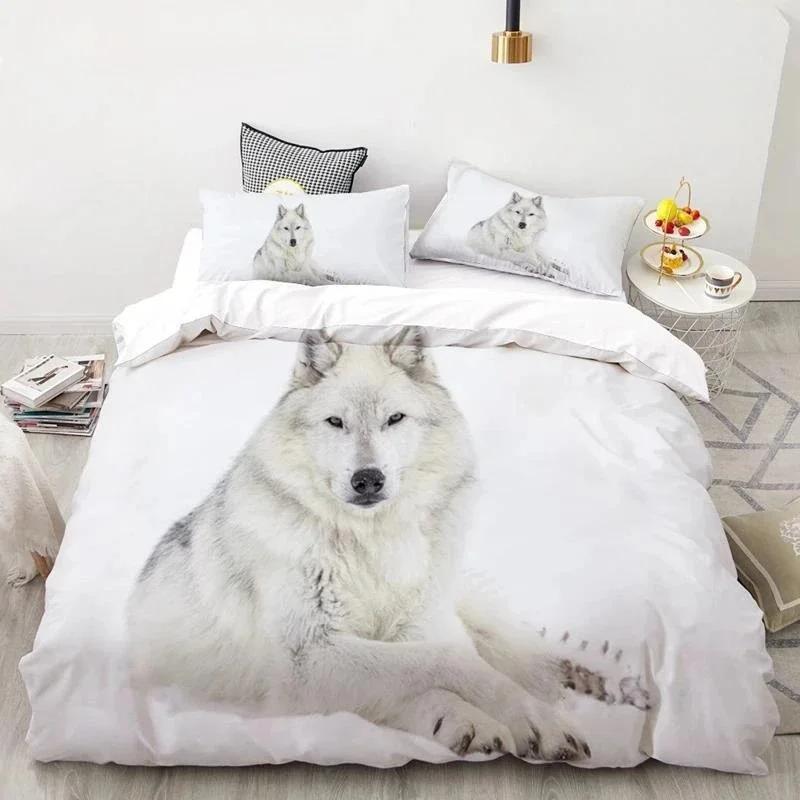 Wolf Tiger Lion Animal Pattern Bedding Sets Home Bedclothes Super King Cover Pillowcase Comforter Polyester Bedding Set