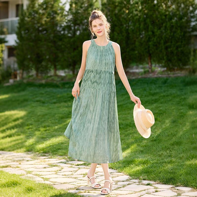 Women's Sleeveless Round Neck Resort Midi Dress