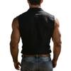Ärmelloses Henley-Hemd für Herren aus Leinenmischung mit Brusttasche, Mehrfarbig, Lässiges Sommer-Tanktop
