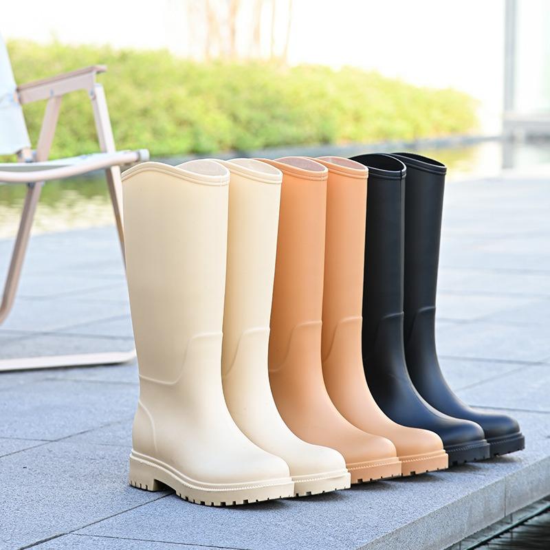 High-end women's high-tube rain shoes fashionable outer wear thickened non-slip water shoes women's waterproof boots rubber shoes long rain boots