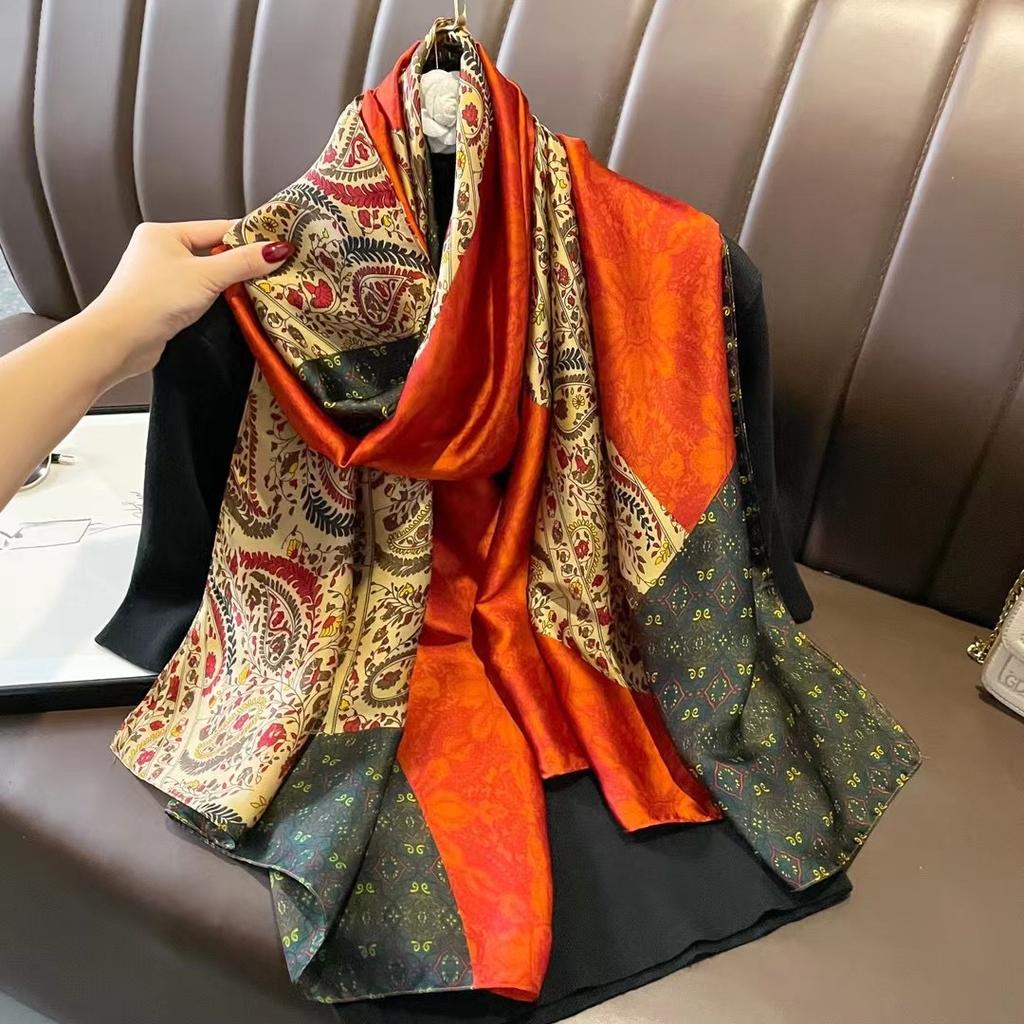 New Sunscreen Scarf for Women New Silk Satin Versatile Summer Sunscreen Silk Scarf Mother's Day Gift