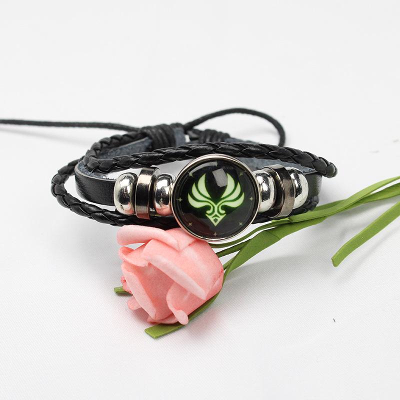 Genshin Impact Element Eye Braided Leather Bracelet, Adjustable Anime Wristband for Fans