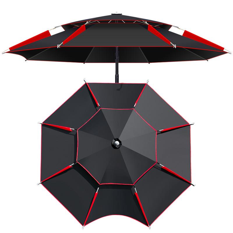 Thickened Foldable Black Fishing Umbrella with Ground Insert, Universal Waterproof & Sun Protection