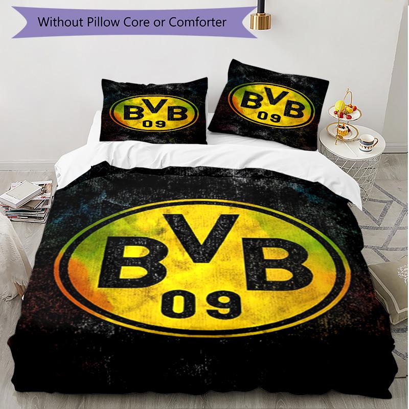 3-teiliges Bettbezug-Set (1 * Bettbezug + 2 * Kissenbezug, ohne Kern), Borussia Dortmund Druck Weiches Ganzjahres-Bettwäscheset, Heimschlafzimmer-Dekoration Geschenk