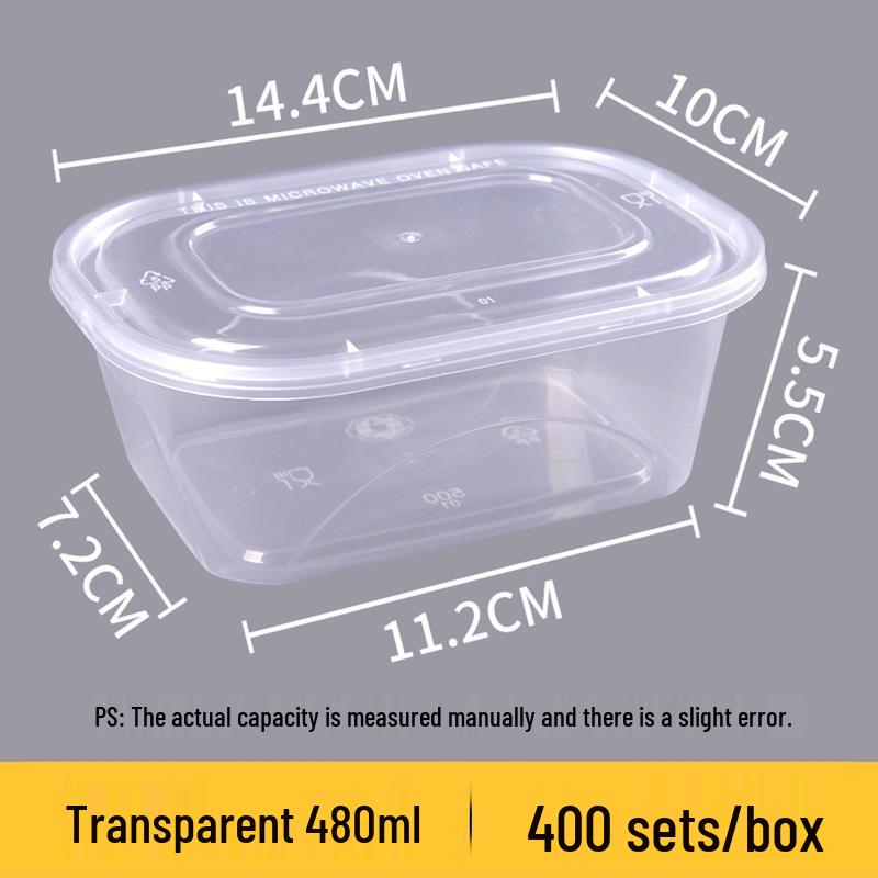 Rectangular 750/1000ml Disposable Transparent Plastic Takeout Meal Box