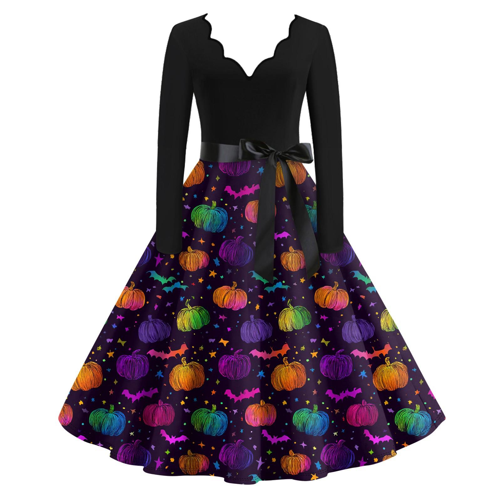 

Женские повседневные модные длинные платья с графическим принтом на Хэллоуин S фиолетовый