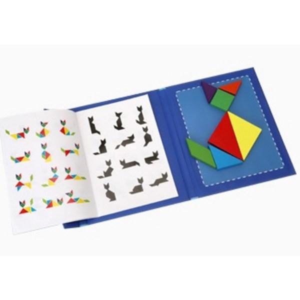 Casbee sturdy wooden tangram shape magnetic puzzle set, random delivery, 2 sets