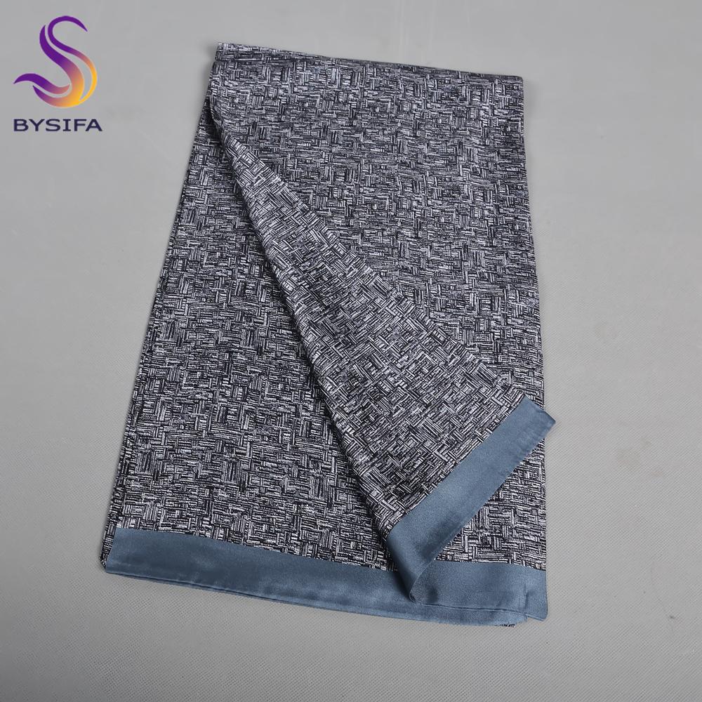 BYSIFA|Graue Seidenkrawattenschal Herren Wintermode 100% Seide Männlich Lange Schals Krawatten Marke Weicher Doppellagiger Schal Krawatte 160*26cm