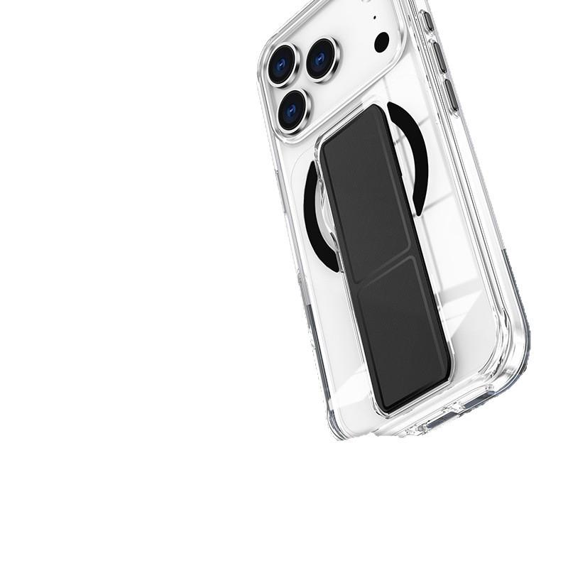 iPhone 17 Pro Max Case with Folding Stand, Crystal Wristband, Magnetic, Transparent, and Drop-Proof.