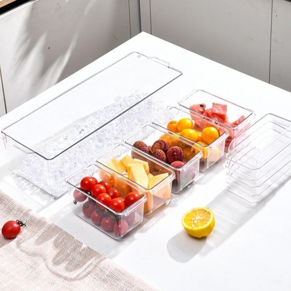 Transparent Fruit Storage Box Double Layered Seasoning Case Organizer Fruit Tray  Party