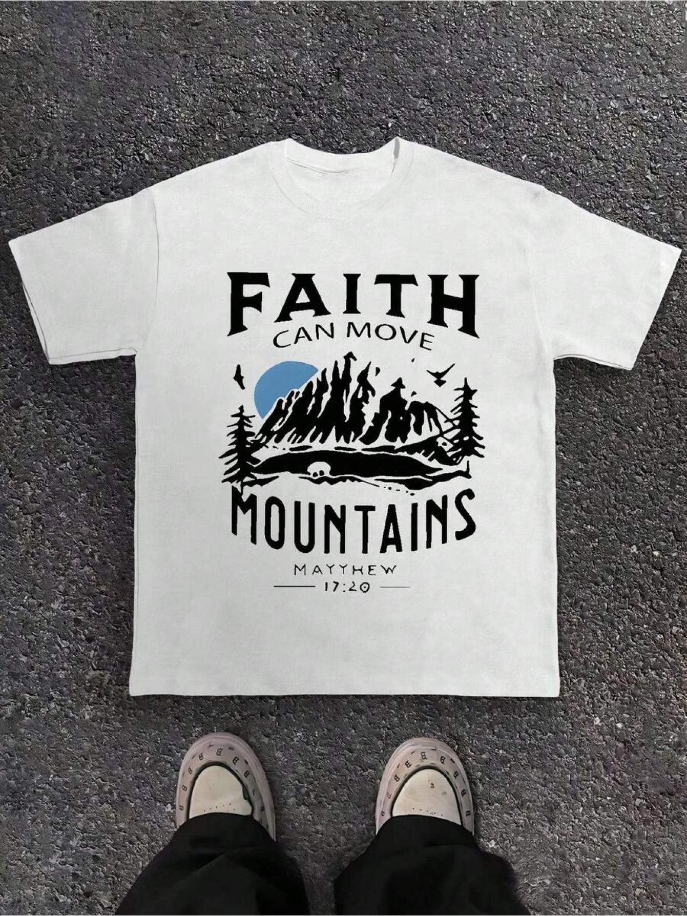 

2026 Summer Men s Faith Can Move Mountains T-shirt 100% Cotton Casual Stylish Streetwear Oversized Suitable for Any Occasion 5XL різнокольоровий