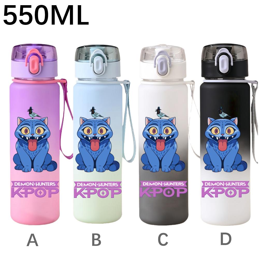 550ML KPop Demon Hunters Cartoon Print Sport Water Bottle Leak Proof Water Cup Outdoor Sports Drinking Bottle Birthday Gifts