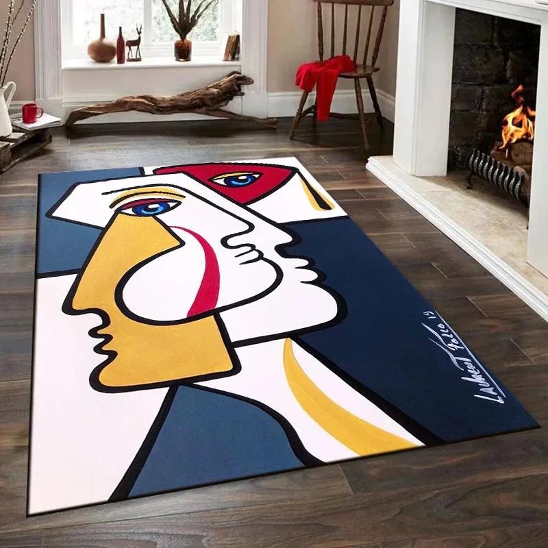 Picasso Abstract Style Painting Printed Carpet Fashion Non-slip Rug Living Room Bedroom Bathroom Kitchen Door Mat Decor Gift