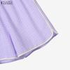 ZANZEA Women Short Sleeve Blouse and Shorts Summer Plaid Print Two Piece Suit Sets