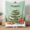 Custom Name Christmas Tree Theme Printed Blanket - Perfect for Couch, Bed, Travel & Outdoor Use | Machine Washable, Cozy & Durable.