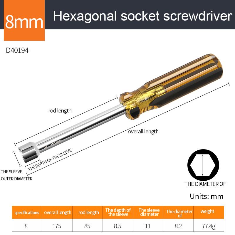 5mm ,6mm ,8mm,10mm Hex Socket Head Handle CRV Shaft Nut Screwdriver tools