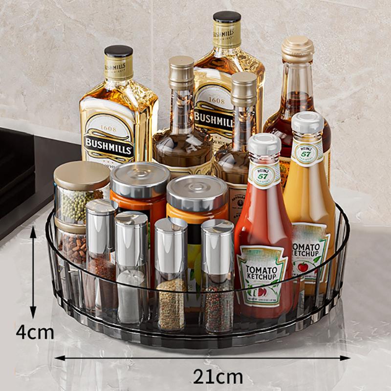 

Роскошный вращающийся органайзер для хранения, прозрачный поворотный столик для специй, кухонный аксессуар для столешницы, многофункциональный настольный лоток для гостиной, домашнего декора серый
