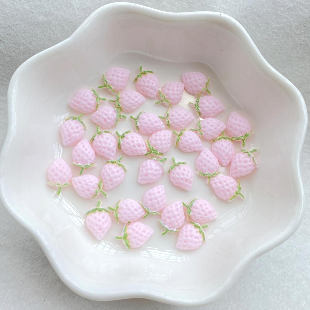 50pcs Resin Cute 3D Mini Strawberry Flat Back Rhinestone Scrapbook DIY Craft For Nail  Decor Jewelry Accessories