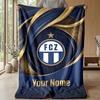 Custom Text Flannel Throw Blanket, Lightweight Cozy Bed Sofa BlanketFC Zürich