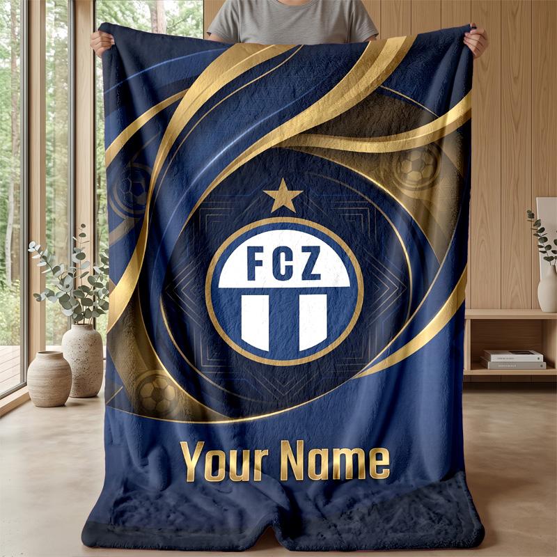 Custom Text Flannel Throw Blanket, Lightweight Cozy Bed Sofa BlanketFC Zürich