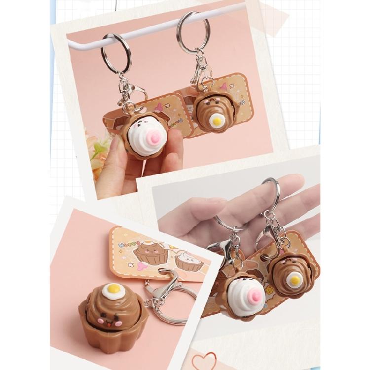 Practical Stress Relief Toy Creative Cake Themed Keyring Pocket Sized Decompression Keychain Bag Accessories