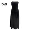 Women's Strapless Tube Top Maxi Dress Off Shoulder Patchwork Evening Dress Satin Bodycon Long Dress for Cocktail Party Wedding