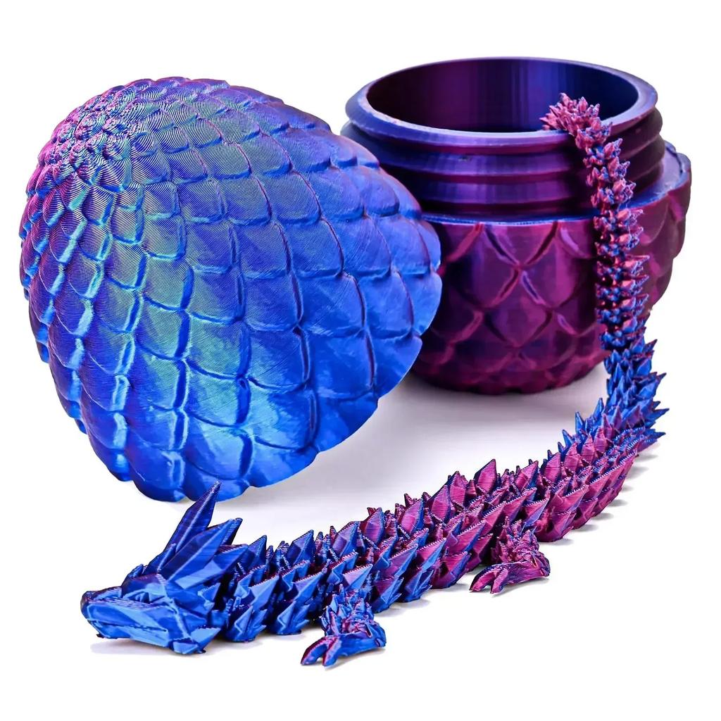 3D Printed Dragon Egg With Dragon Full Articulated Dragon Modle Movable Rotatable Articulated Desktop Ornament Kid Toy