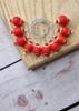 El Yapımı Örgü İlmek İşaretleyicileri • Kırmızı Cam Boncuklar • 10 adet