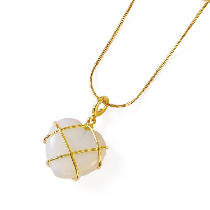 Heart Diamond Necklace For Women Girls With Natural Stone Jewelry Dainty Gift Wrapped Heart Pendant Pink Necklace Decor