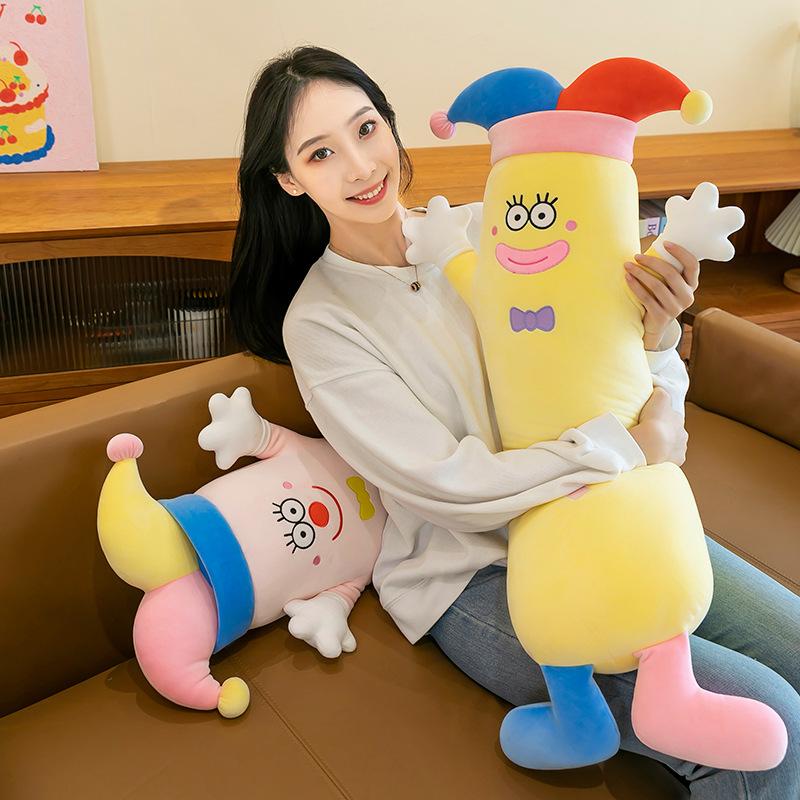 Funny Clown Long Sleeping Throw Pillow Children's Plush Toy Creative Home Ornament Sofa Pillow Activity Props