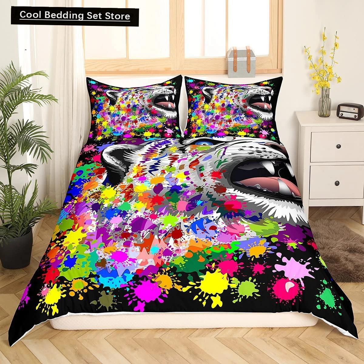 

Пододеяльник Хиппи Граффити Король Королева Комплект постельного белья Хип-хоп для детей, подростков, взрослых Настенное городское уличное искусство Полиэстеровый пододеяльник 70x133cm 2pcs