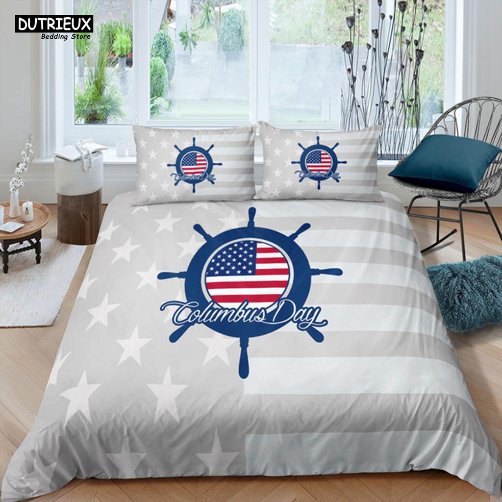 Luxury 3D Nautical Anchor Print Duvet Cover Set 2/3 Pcs With Pillowcase Bedding Set Full Queen King Size Boys Adults Duvet Cover